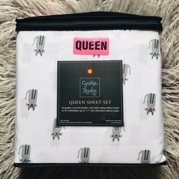 Cynthia Rowley Bedding Cynthia Rowley Gray Sketch Kitty Cat Queen